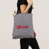 Zwart-wit houndstooth-patroonpatroon op maat tote bag (Dichtbij)
