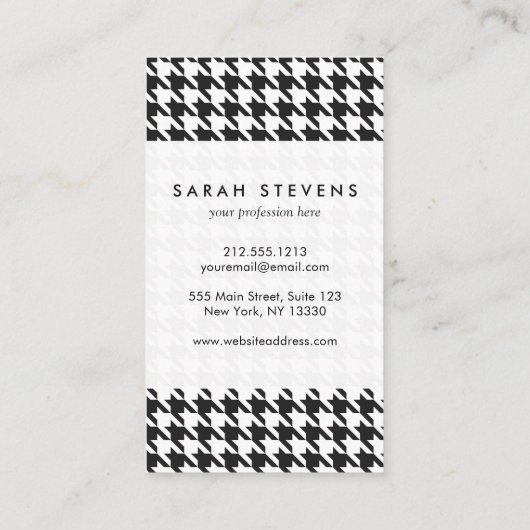 Zwart-wit houndstooth-patroonpatroon visitekaartje (Achterkant)