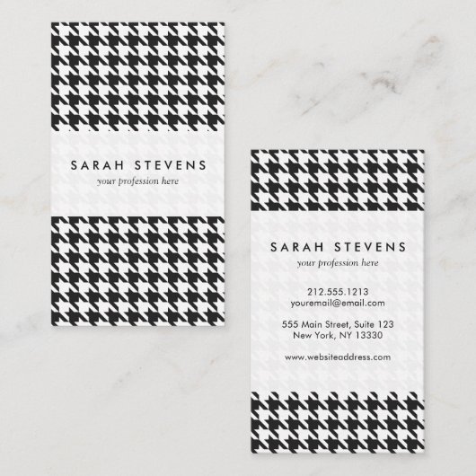 Zwart-wit houndstooth-patroonpatroon visitekaartje (Voorkant / Achterkant)