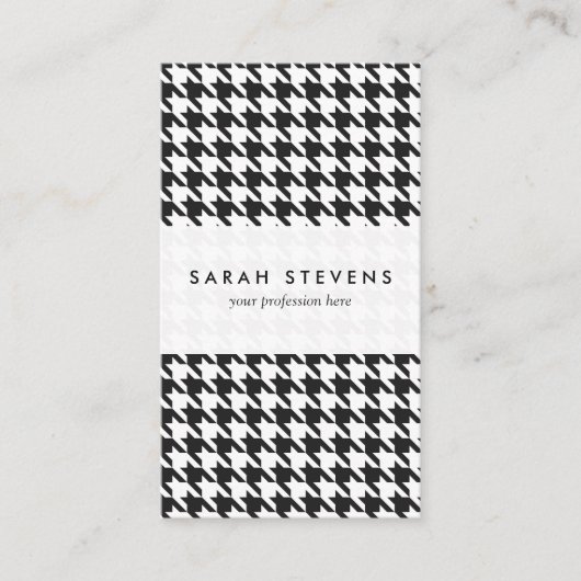 Zwart-wit houndstooth-patroonpatroon visitekaartje (Voorkant)