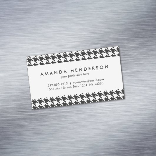 Zwart-wit houndstooth-patroonpatroon visitekaartje magneet (Voorbeeld)
