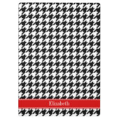 Zwart Wit Houndstooth Rood Naam Initialen Klembord (Achterkant)