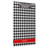 Zwart Wit Houndstooth Rood Naam Initialen Klembord (Rechts)