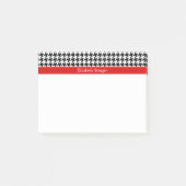 Zwart Wit Houndstooth Rood Naam Initialen Post-it® Notes (Voorkant)