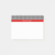 Zwart Wit Houndstooth Rood Naam Initialen