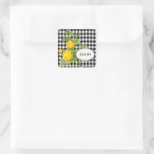 Zwart-wit Houndstooth Yellow Rose Prijs Labels (Tas)