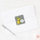 Zwart-wit Houndstooth Yellow Rose Prijs Labels (Envelop)