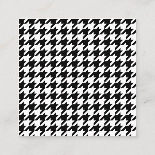 Zwart-wit houndstoothpatroon informatiekaartje (Achterkant)