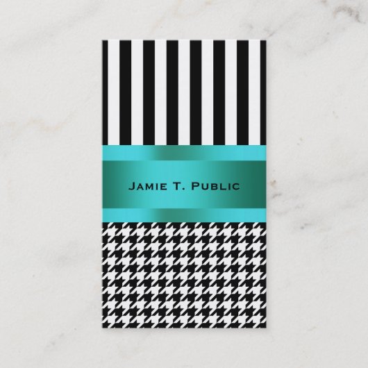 Zwart-wit houndstoothpatroon visitekaartje (Voorkant)