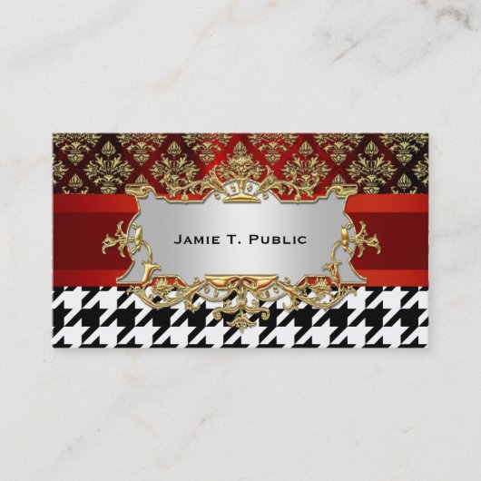Zwart-wit houndstoothpatroon visitekaartje (Voorkant)
