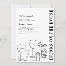 Zwart-wit Housewarming Party Kaart