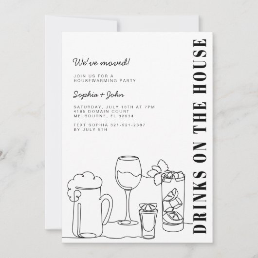 Zwart-wit Housewarming Party Kaart (Voorkant)