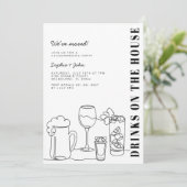 Zwart-wit Housewarming Party Kaart (Staand voorkant)