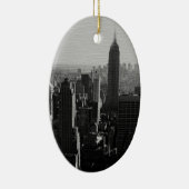 Zwart & Wit Houten Effect NYC Kerstversiering Keramisch Ornament (Rechts)
