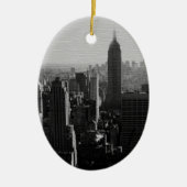 Zwart & Wit Houten Effect NYC Kerstversiering Keramisch Ornament (Voorkant)