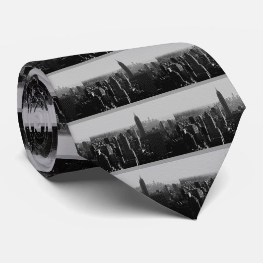 Zwart-wit houten effect NYC Stropdas (Opgerold)