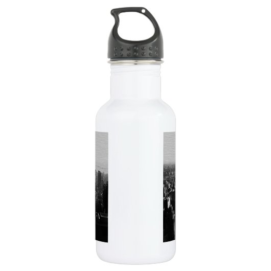 Zwart-wit houten effect NYC Waterfles (Achterkant)