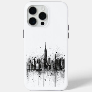 Zwart-wit Huidige Stadsaanzicht iPhone 15 Pro Max Case