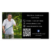 Zwart wit huis reparaties foto QR code klusjesman Magnetisch Visitekaartje (Voorkant)