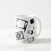 Zwart & wit huishouden design koffiemok (Voorkant rechts)