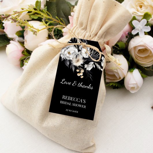 Zwart-wit humeurig boho vrijgezellenfeest gunst cadeaulabel