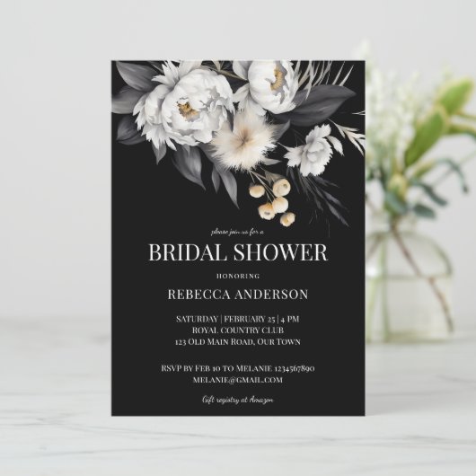 Zwart-wit humeurig elegant boho vrijgezellenfeest kaart (Staand voorkant)