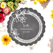 Zwart Wit Huwelijk Bloemen Papier Onderzetter