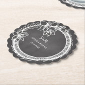 Zwart Wit Huwelijk Bloemen Papier Onderzetter (Gekanteld)