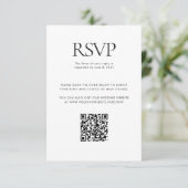 Zwart Wit Huwelijk Custom QR Code Online RSVP Kaartje (Staand voorkant)