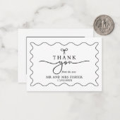 Zwart & Wit Huwelijk Dank u kaart Monochrome Notitiekaartje (Voorkant / Achterkant in situ)