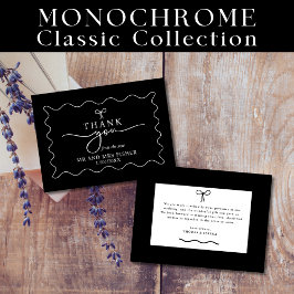 Zwart & Wit Huwelijk Dank u kaart Monochrome Notitiekaartje
