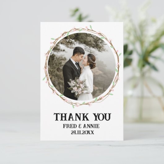 Zwart & Wit Huwelijk Dank u Kaarten (Staand voorkant)