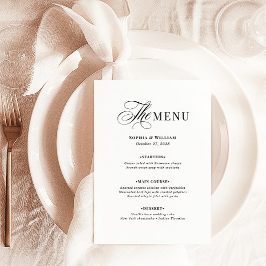 Zwart-Wit Huwelijk | Klassieke Luxe Menu