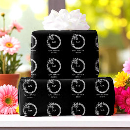 Zwart Wit Huwelijk Monogram Cadeaupapier