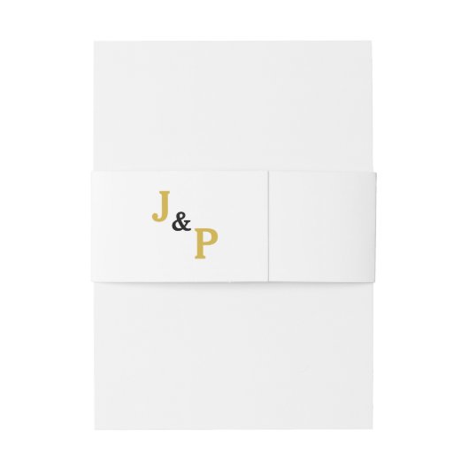 Zwart Wit Huwelijk Monogram Uitnodigingen Wikkel (Achterkant Voorbeeld)