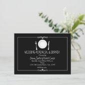 Zwart & Wit Huwelijk repetitie diner uitnodiging (Staand voorkant)