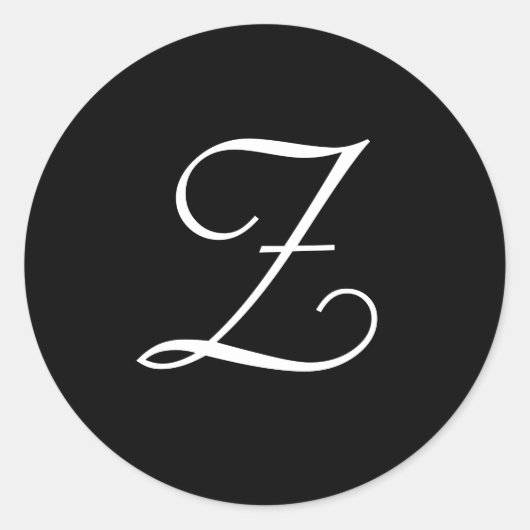 Zwart Wit Huwelijk Z Monogram Stickers (Voorkant)
