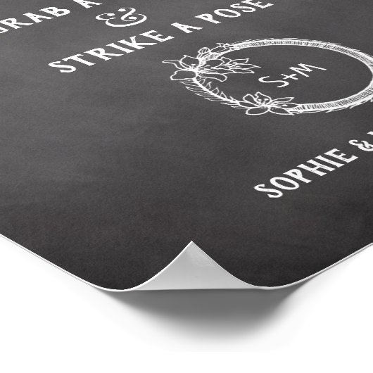 Zwart Wit Huwelijks Foto Booth Bord Poster (Hoek)