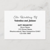 Zwart-wit huwelijkscadeau registratiekaart informatiekaartje (Voorkant)