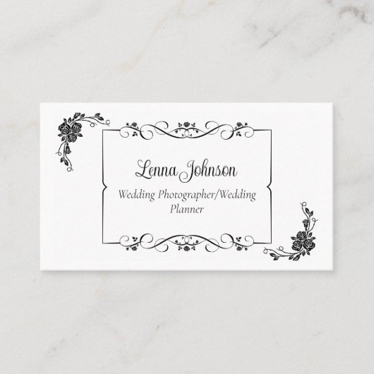 Zwart-wit huwelijksfotograaf / -planner visitekaartje (Voorkant)