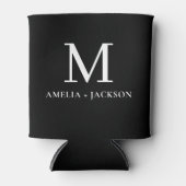 Zwart Wit Huwelijksgunst Monogram Naam Hart Blikjeskoeler (Voorkant)