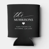 Zwart Wit Huwelijksgunst Monogram Naam Hart Blikjeskoeler (Achterkant)