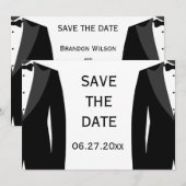 Zwart-Wit Huwelijkskaart Gay Trouwkaart 'Save the Save The Date (Voorkant / Achterkant)