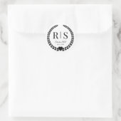 Zwart-wit huwelijksmonogram-initiaal ronde sticker (Tas)