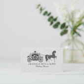 Zwart & Wit Huwelijkspaard & Carriage Visitekaartje (Staand voorkant)