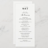 Zwart-wit huwelijksprogramma programmakaart (Voorkant / Achterkant)