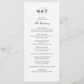 Zwart-wit huwelijksprogramma programmakaart (Voorkant)