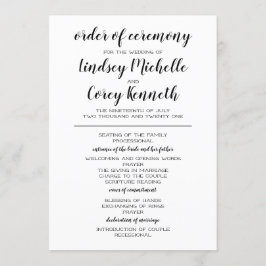 Zwart-wit huwelijksprogramma programmakaart