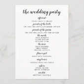 Zwart-wit huwelijksprogramma programmakaart (Achterkant)