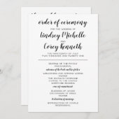 Zwart-wit huwelijksprogramma programmakaart (Voorkant / Achterkant)